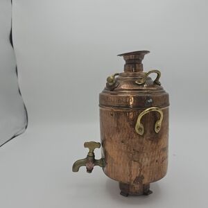 ANTIQUE WATER BOILING POT HAMMERED COPPER SPOUT FIRE PIT HEATER COAL WOOD FUEL